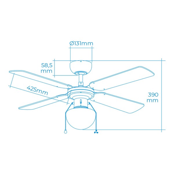 Plafondventilator met licht EDM 33801 Caribe Sudrabains 50 W