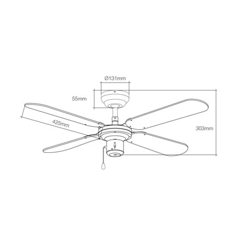 Kattotuuletin EDM 33802 Báltico Valkoinen 50 W ø 102 cm