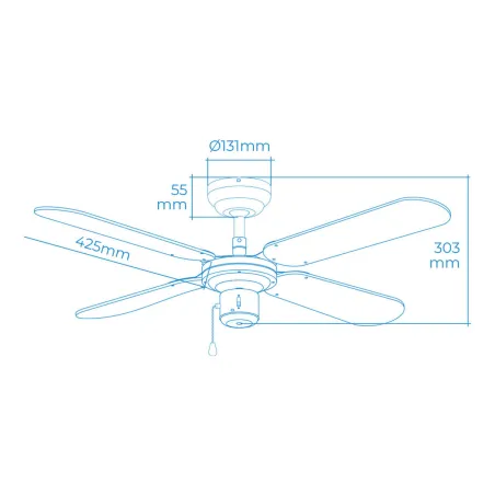 Потолочный вентилятор EDM 33802 Báltico Белый 50 W ø 102 cm