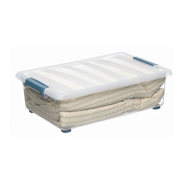 Monikäyttöinen laatikko Domopak Living Katla Renkailla Kahvoilla Läpinäkyvä 28 L (59 x 39 x 18,5 cm)