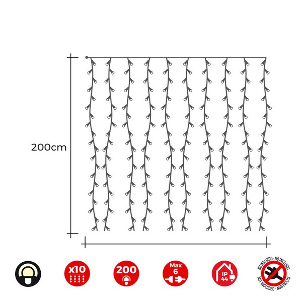 LED-verhovalot EDM 71263 Easy-Connect 3,2 W Lämmin valo Lämmin valkoinen 2 x 2 m