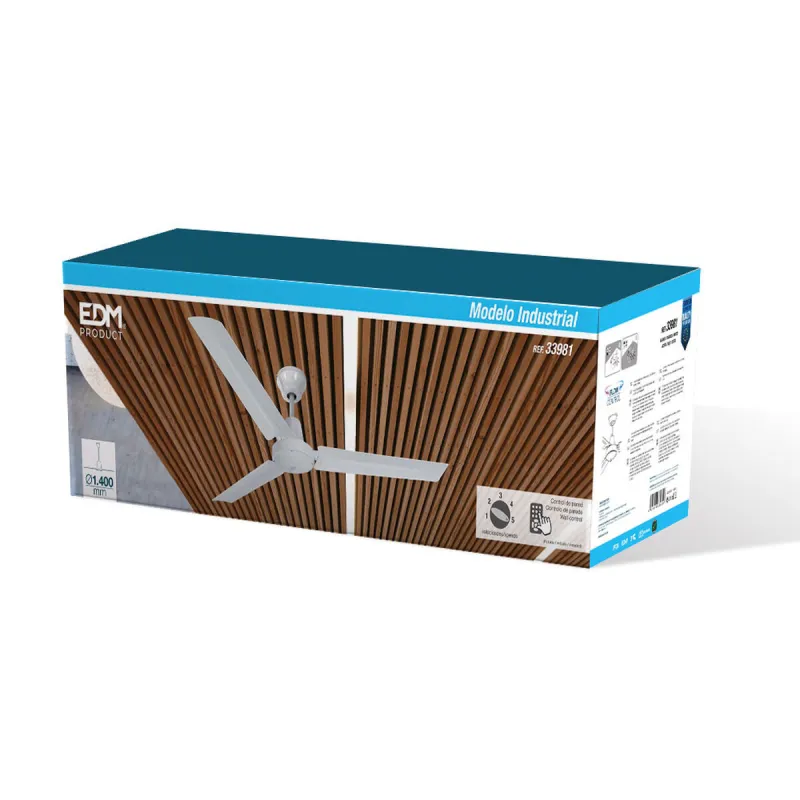 Lubinis ventiliatorius EDM 33981 Balta 60 W Ø 140 cm industrinis