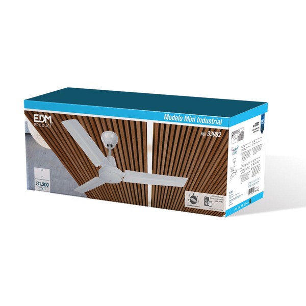 Plafondventilator EDM 33982 Balts 60 W Ø 120 cm Mini Industrijski