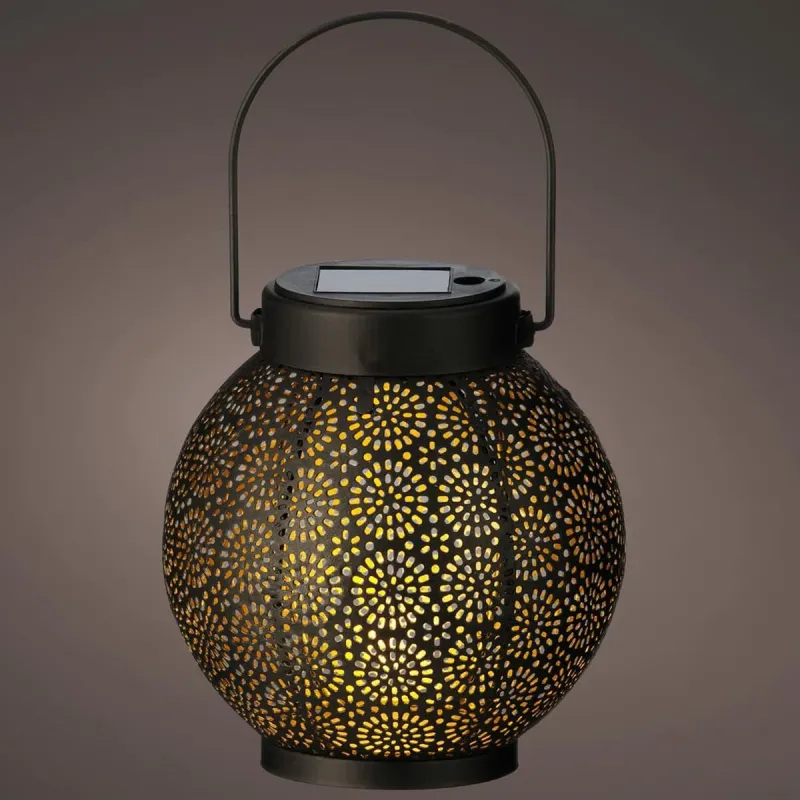 Lyhty Lumineo 897539 Aurinkokenno 16 cm Musta Metalli