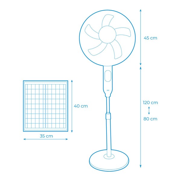 Staande ventilator EDM 33523 Balts 25 W Solārais