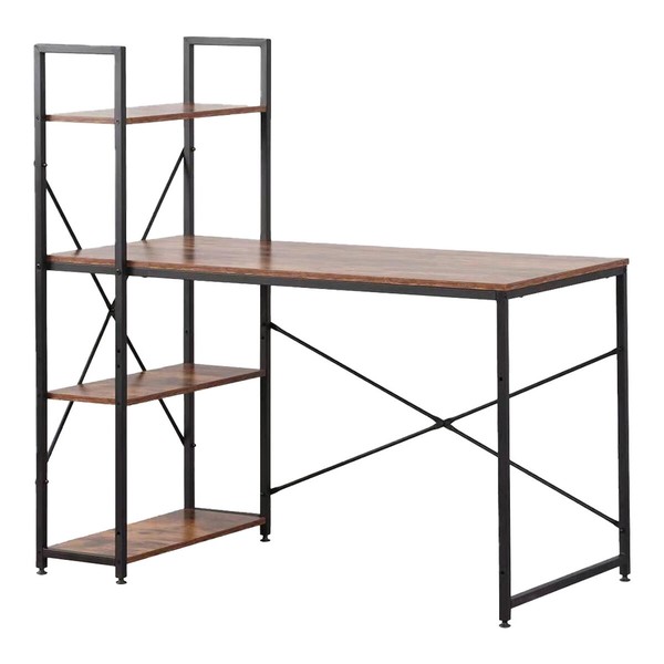 Стол с полкой EDM 75196 Чёрный Деревянный Металл 121 x 120 x 64 cm