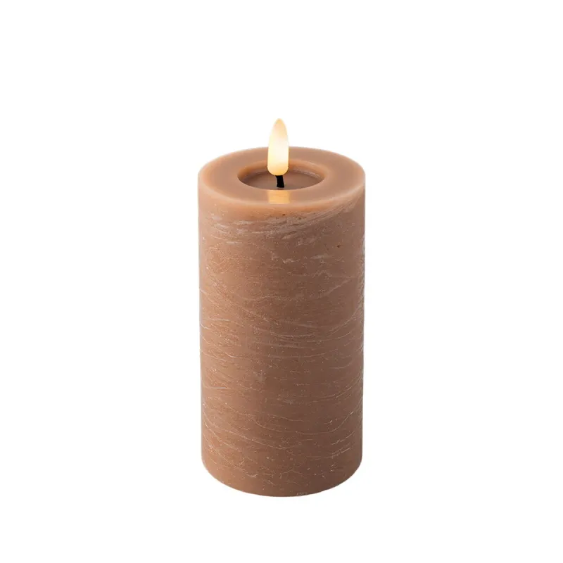 LED Candle Lumineo Brown Ø 7 x 15 cm Flame effect (AAA)