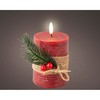 LED Candle Lumineo Red ø 7,5 x 13 cm Rustic (AA)