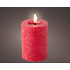 LED Candle Lumineo Red Ø 7 x 11,2 cm Rustic (AAA)