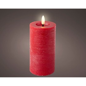 LED Candle Lumineo Red Ø 7 x 15 cm Rustic (AAA)