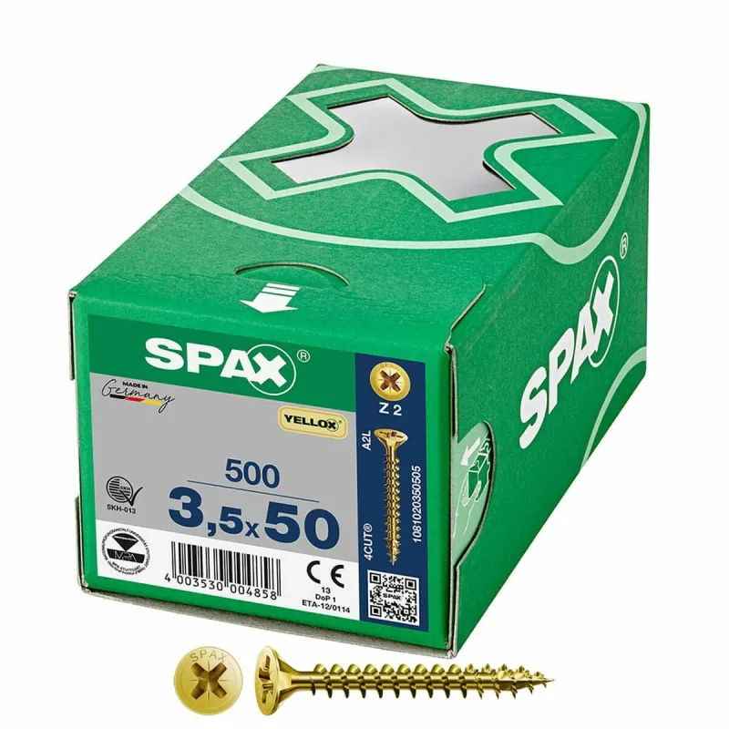 Ruuvilaatikko SPAX Yellox Z2 Litteä pää 3,5 x 50 mm 500 osaa