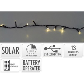 LED-valokranssi Lifetime Lämmin valkoinen 20 m Aurinkokenno