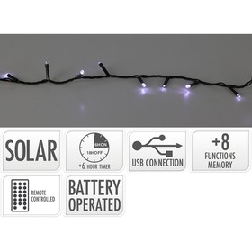 LED-valokranssi Lifetime Kylmä valkoinen 10 m Aurinkokenno