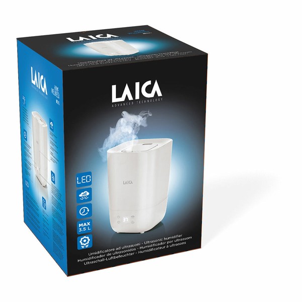 Ultragarsinis oro drėkintuvas ir aromatinis difuzorius su LED LAICA 25 W 3,3 L Balta