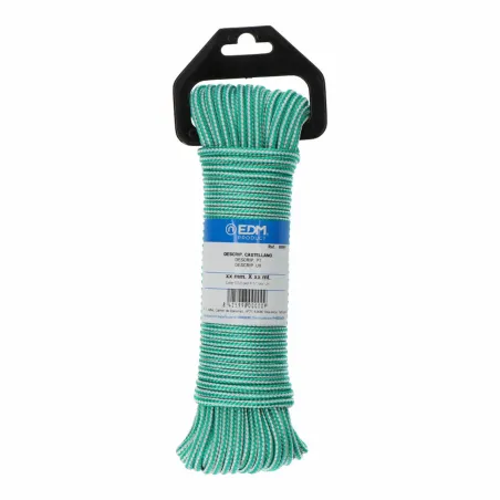 Pyykkinaru EDM 87912 Valkoinen Vihreä polypropeeni 4,5 mm x 25 m Letitys