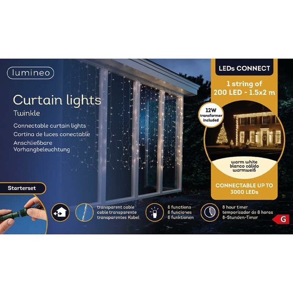 LED Curtain Lights Lumineo Soft green