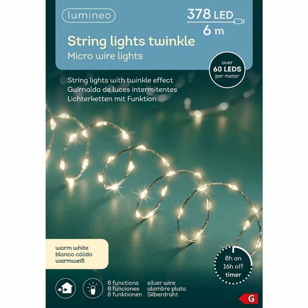 LED gaismu vītne Lumineo Silta gaisma 6 m