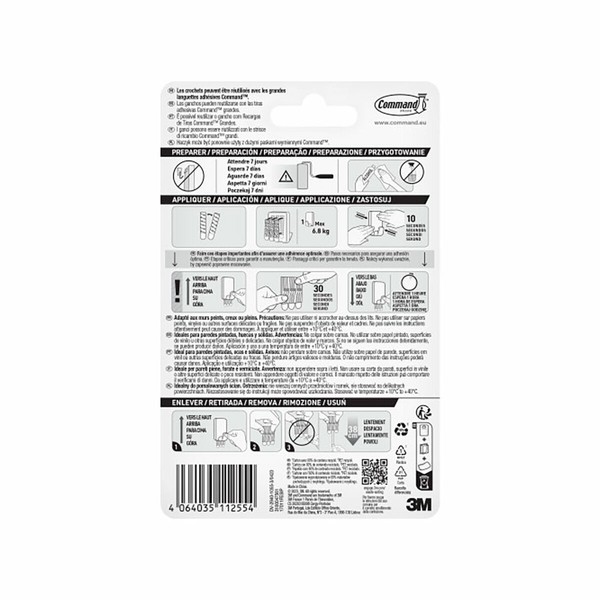 Hook for hanging up 3M 6,8 kg White Plastic (1 Unit)