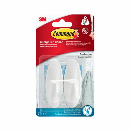 Āķis piekāršanai 3M 1,3 kg Balts Metāls Plastmasa (2 gb.)