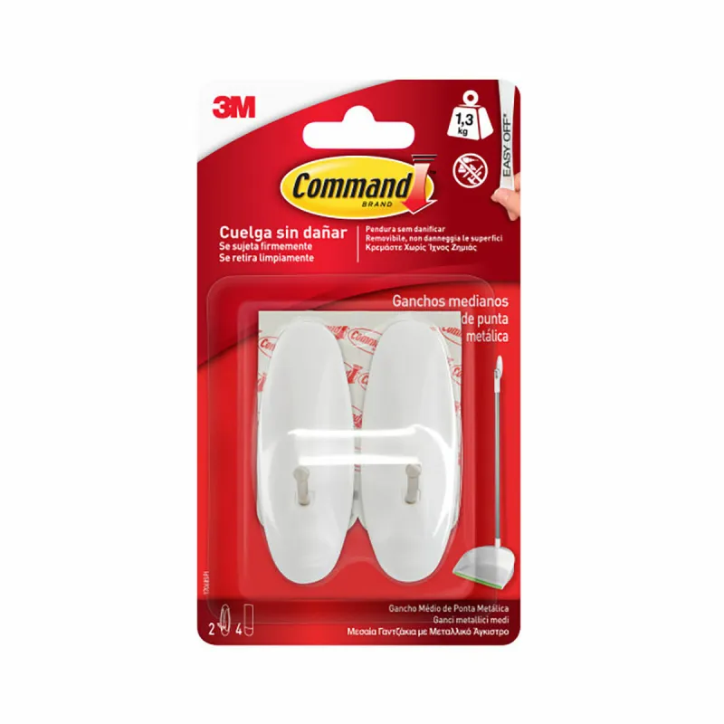 Āķis piekāršanai 3M 1,3 kg 29 X 79 X 29 MM Balts Metāls (2 gb.)