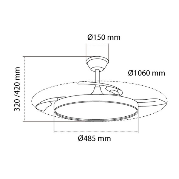 Ceiling Fan with Light CristalRecord Black 43 W (3000 K) (4000 K)