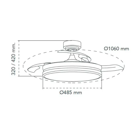 Kattotuuletin CristalRecord 72 W Ø 106 cm