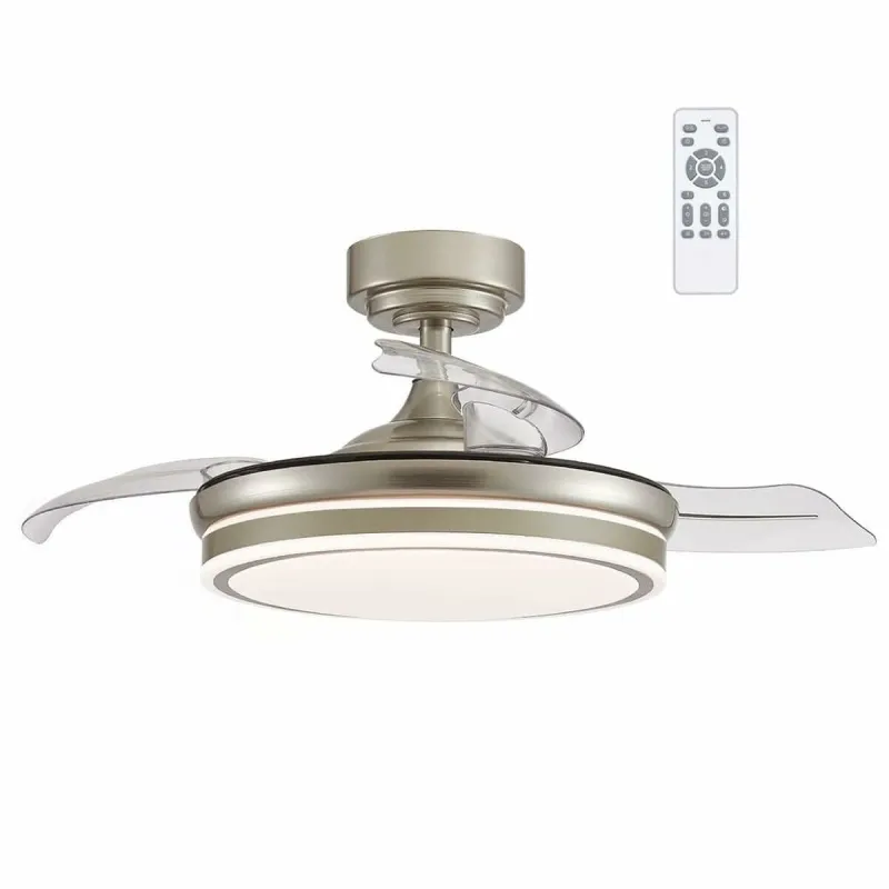 Ceiling Fan CristalRecord Transparent Metal Ø 92 cm