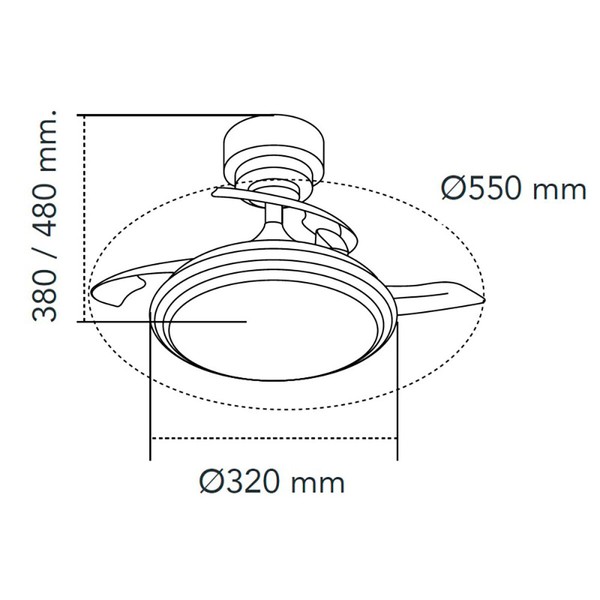 Plafondventilator met licht CristalRecord Melns 35 W 1000 Lm (3000 K) (4000 K)