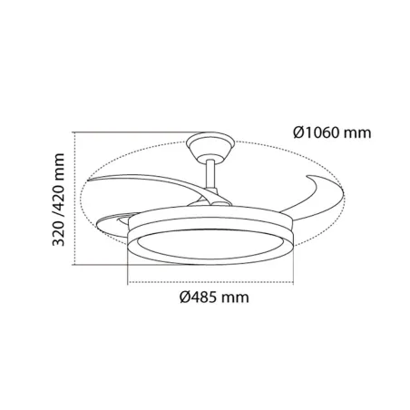 Потолочный вентилятор CristalRecord EVO RETRAC Белый 72 W