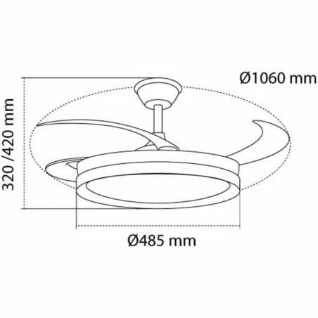 Plafondventilator CristalRecord EVO RETRAC Balts 72 W