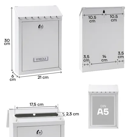 Letterbox Arregui White Steel Civic