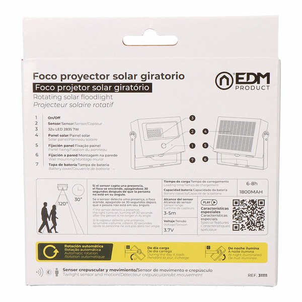 Floodlight/Projector Light EDM 31111 7 W Black 700 lm (6500 K)