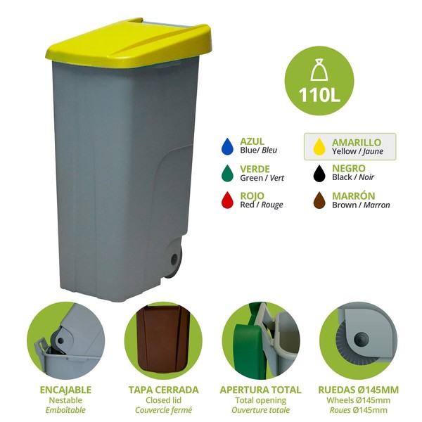 Recycling Waste Bin Denox Yellow