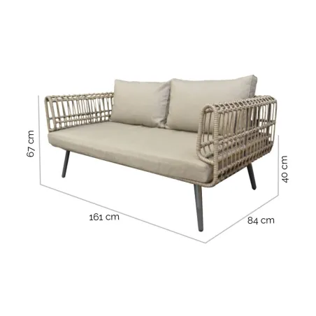 2-paikkainen sohva Ariki Teräs Rottinki synteettinen rottinki 161 x 84 x 67 cm