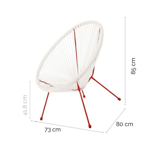 Garden sofa Acapulco 73 x 80 x 85 cm Red White Rattan