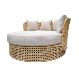 Garden day bed Niva White Brown 133 x 126 x 70 cm