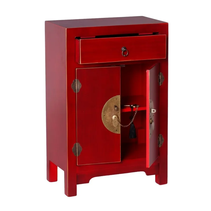 Ночной столик ORIENTE Красный Железо Деревянный MDF 45 x 26 x 69 cm