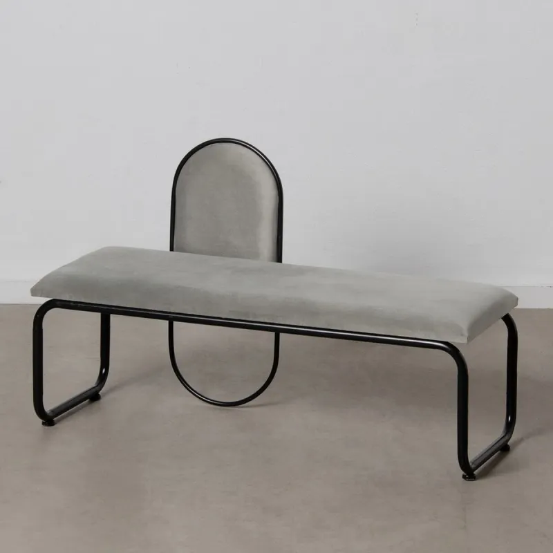 Taburetė 110 x 40 x 68 cm Sintetinis audinys Pilka Metalinis
