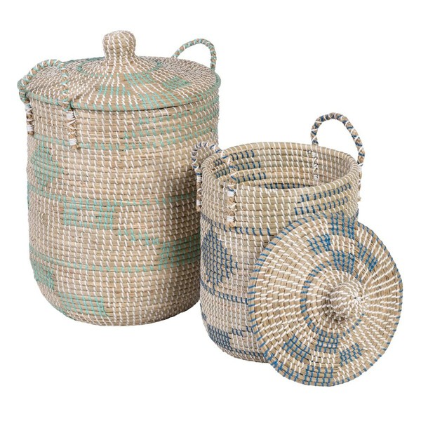 Korisetti Luonnollinen Harmaa Luonnonkuitu 38 x 38 x 58 cm (2 Kappaletta)