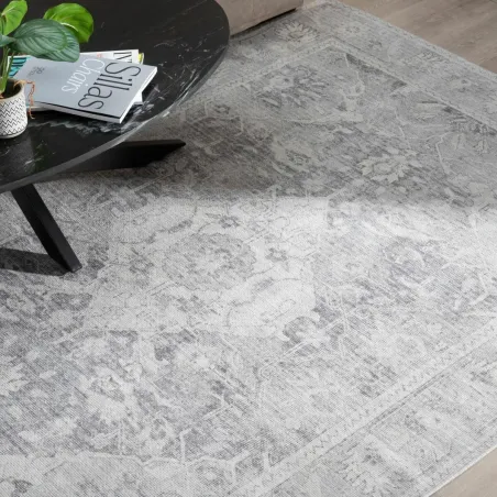 Matto 80 x 150 cm Harmaa Polyesteri Puuvilla