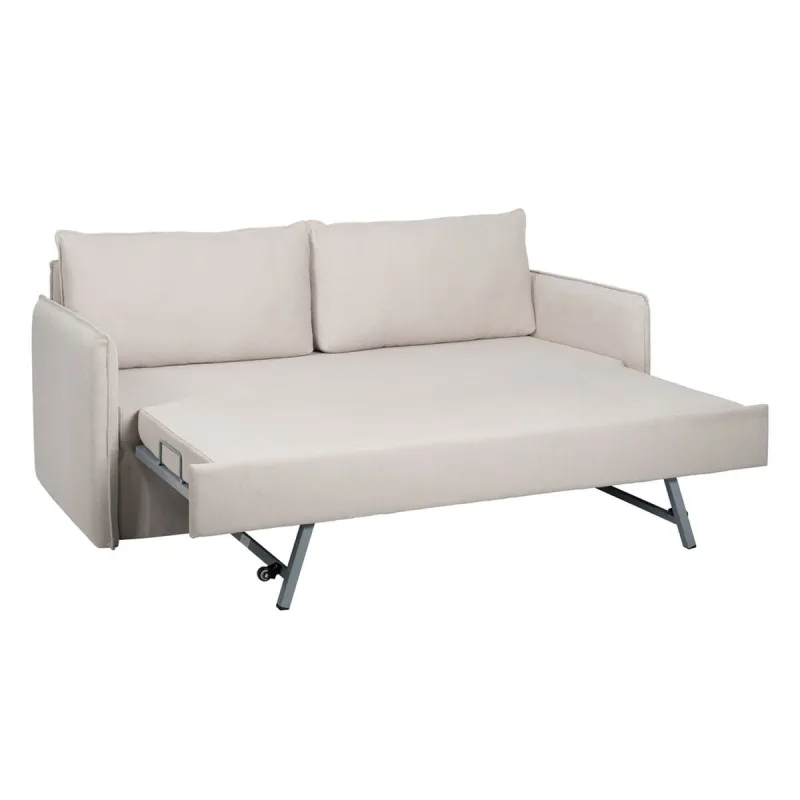 Sofa Beige Polyester Linen 210 x 93 x 95 cm
