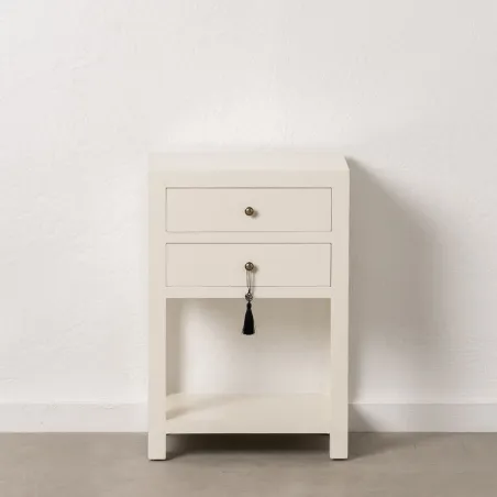 Nightstand ORIENT White Fir wood MDF Wood 45 x 30 x 66 cm