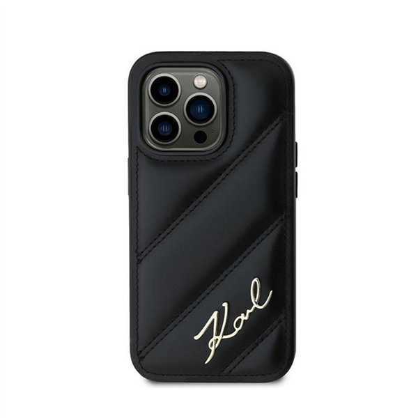 Karl Lagerfeld Diagonal Quilted Script - Case for iPhone 13 Pro (Black)
