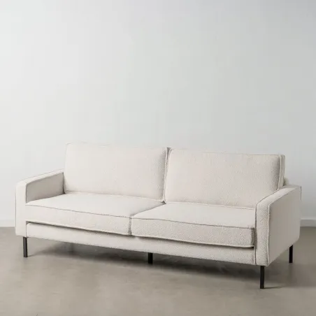 Трехместный диван 213 x 87 x 90 cm Белый Металл