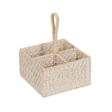 Aterinkori Valkoinen Bambu Rottinki 19 x 19 x 27 cm