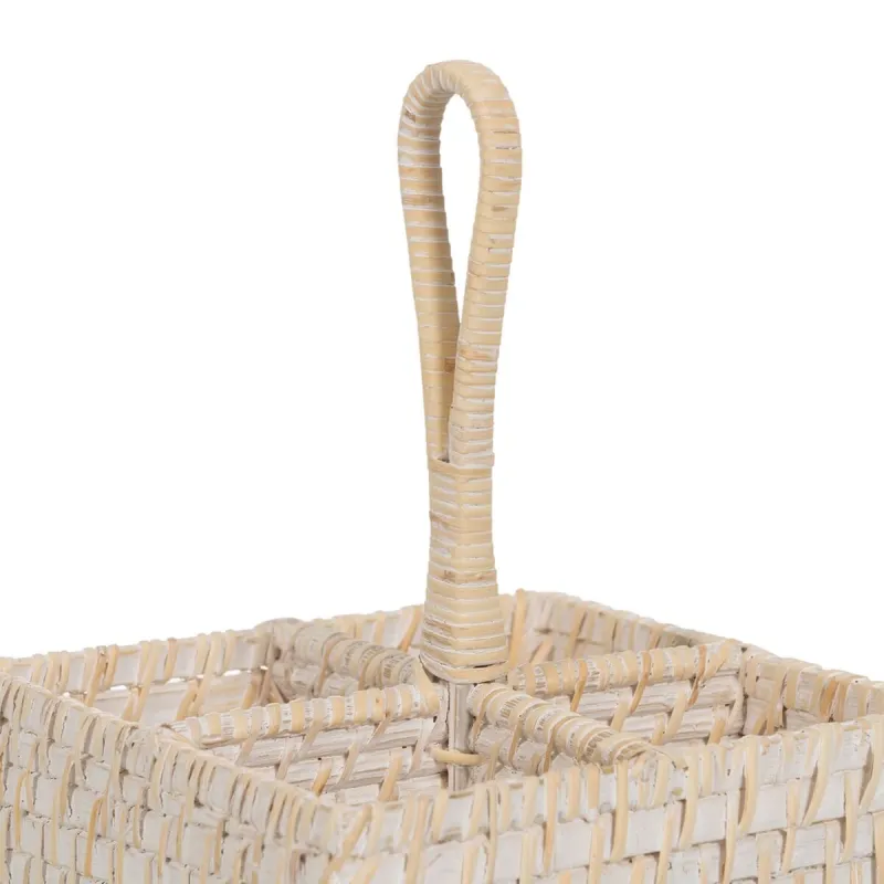 Cutlery basket White Bamboo Rattan 19 x 19 x 27 cm