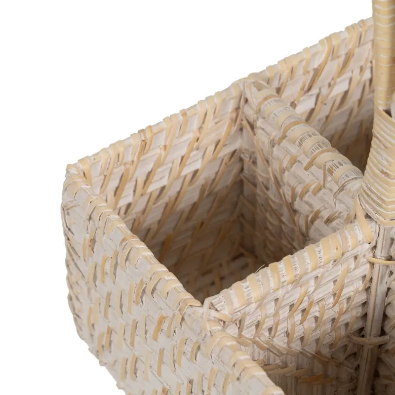 Cutlery basket White Bamboo Rattan 19 x 19 x 27 cm