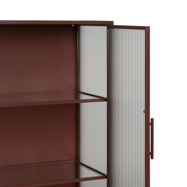 Display Cabinet With Double Glass Doors Tile Crystal Iron 52 x 33 x 90 cm