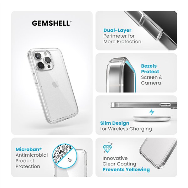 Speck Gemshell - iPhone 15 Pro Case (Clear)