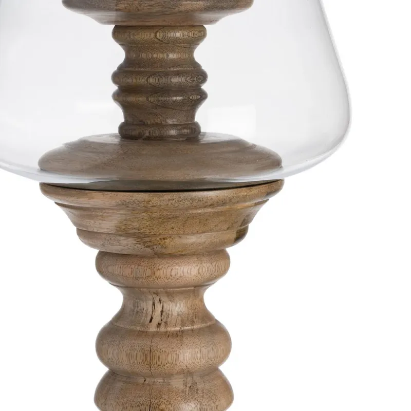 Candleholder Natural Wood Crystal 20 x 20 x 76 cm